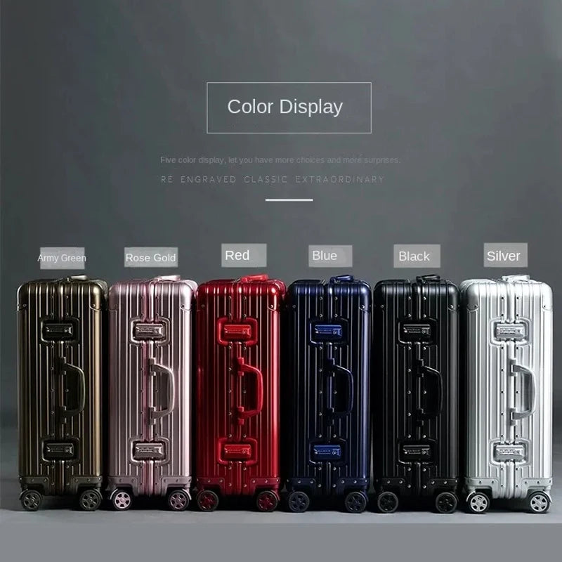 100% Aluminum Magnesium alloy Suitcase TSA Lock Metal Boardable Luggage Trolley Case Classic Glossy and Frosted Travel Suitcase Whispering Desires Shoppe