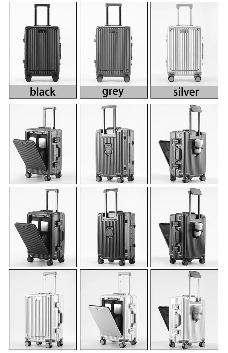 BunyFly Aluminum Frame Boarding Laptop Trolley Case 20 Inch Front Opening  Suitcase Cabin Luggage Bag Whispering Desires Shoppe