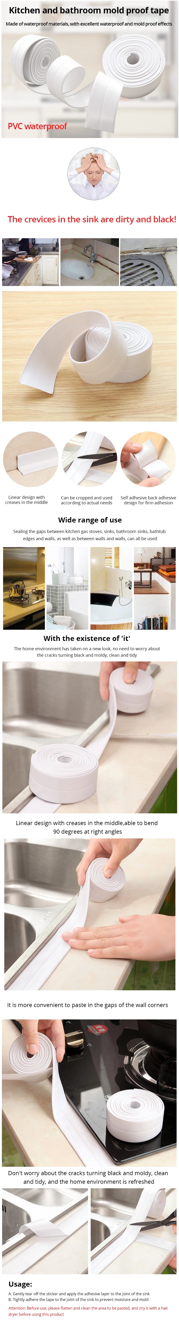 PVC Self-Adhesive Sink & Bath Sealing Tape