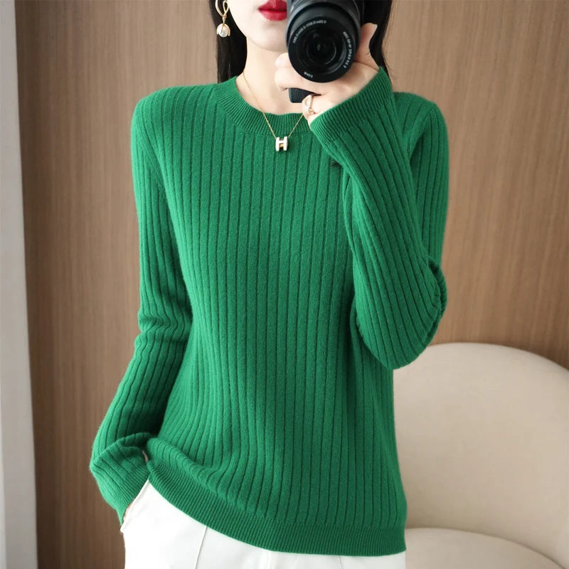 Women's Long-Sleeve Round-Neck Knit Pullover
