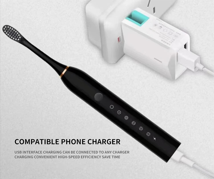 Rechargeable Electric Toothbrush with 4 Brush Heads
