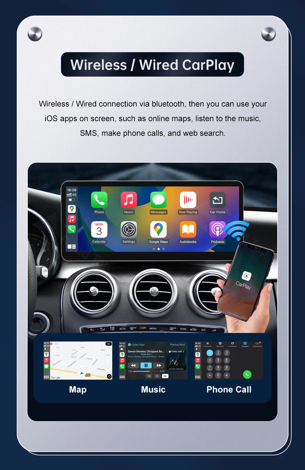 Road Top CarPlay Display for Mercedes-Benz NTG5.0