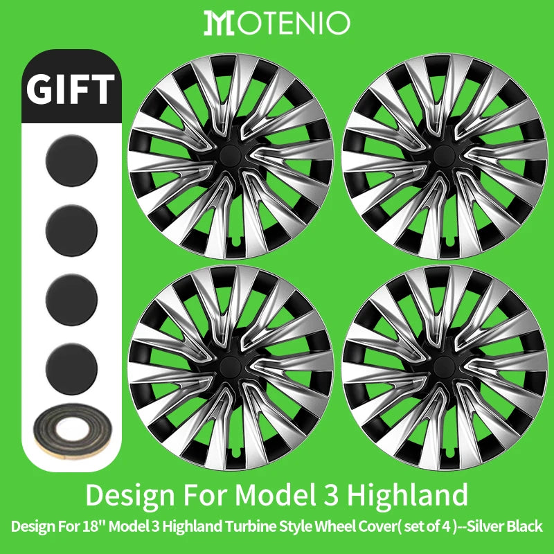 MOTENIO 18-Inch Wheel Covers for Model 3 Highland – Set of 4