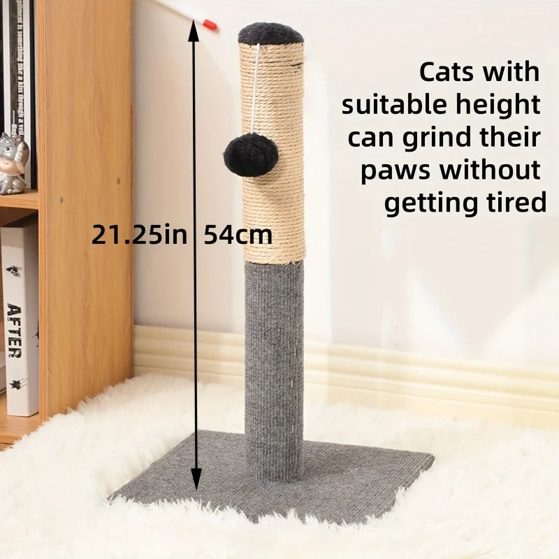 Grey Sisal Cat Scratching Post with Toy Ball