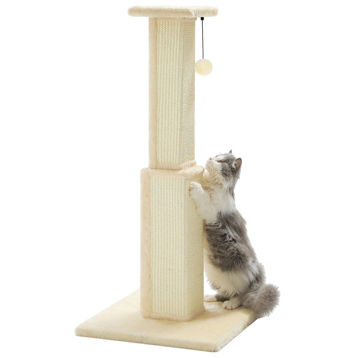 Tall Sisal Cat Scratching Post with Dangling Ball