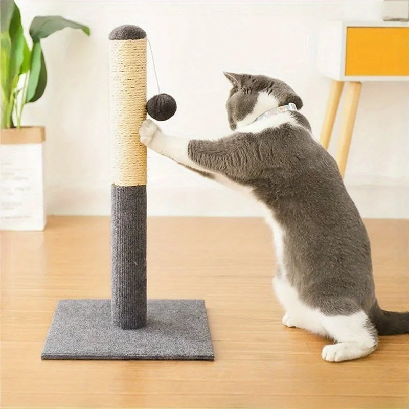 Grey Sisal Cat Scratching Post with Toy Ball