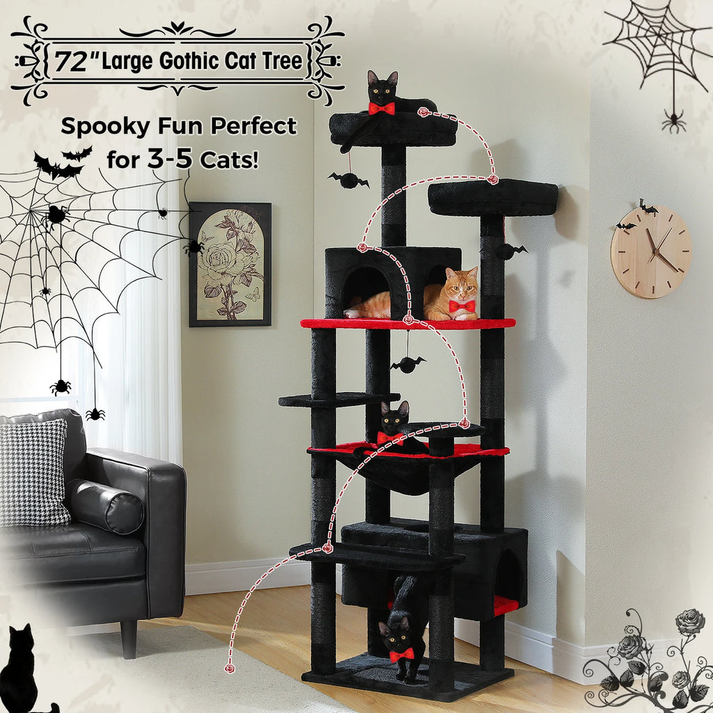 184cm Cat Tree with Hammock, Condo & Scratching Posts