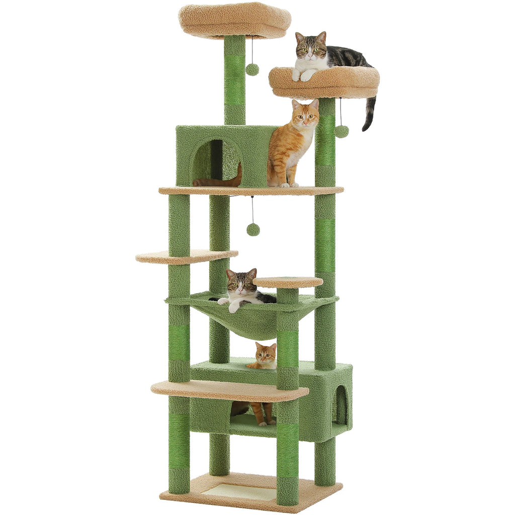 184cm Cat Tree with Hammock, Condo & Scratching Posts