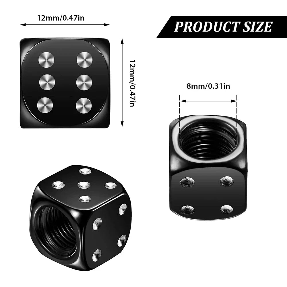 Aluminum Dice Tire Valve Caps – Set of 4