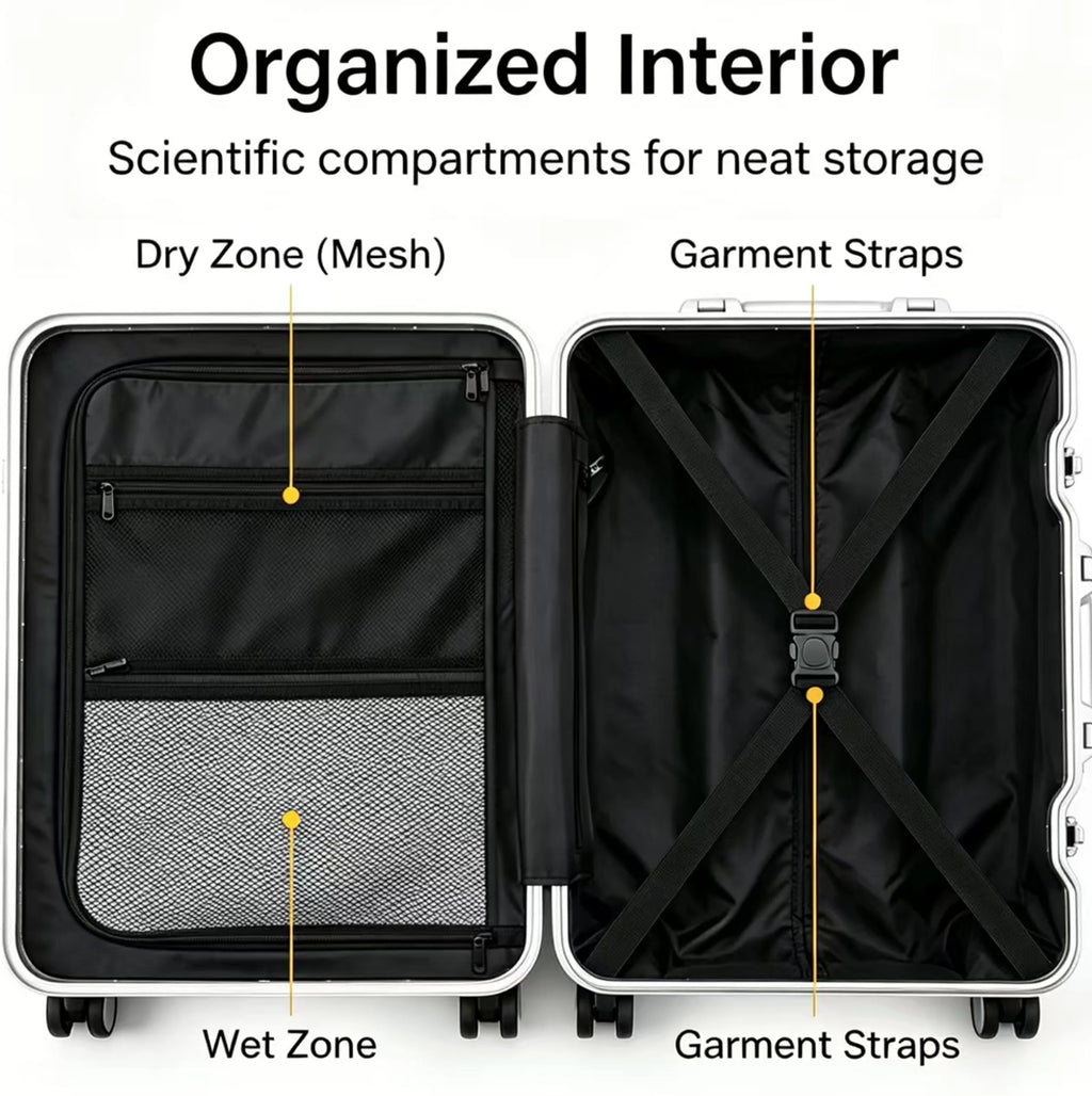 BunyFly Aluminum Frame Boarding Laptop Trolley Case 20 Inch Front Opening  Suitcase Cabin Luggage Bag Whispering Desires Shoppe
