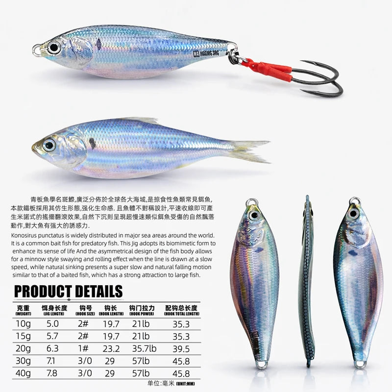 Konosirus-Style Metal Fishing Jigs — 10–40 g
