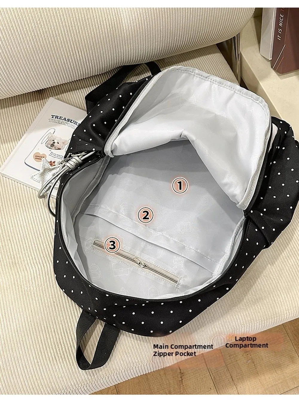 Piano-Key Print Lightweight Backpack