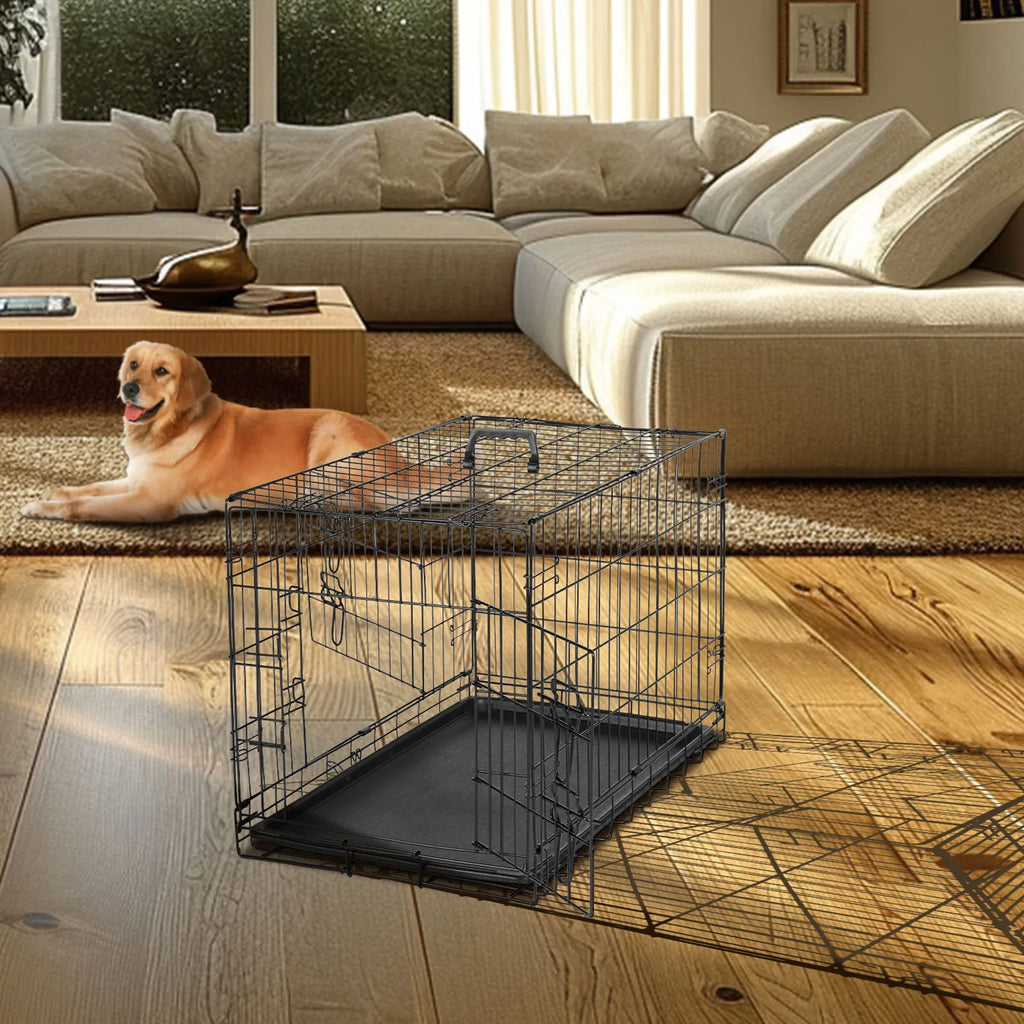 JHK 48" Double-Door Folding Wire Dog Crate