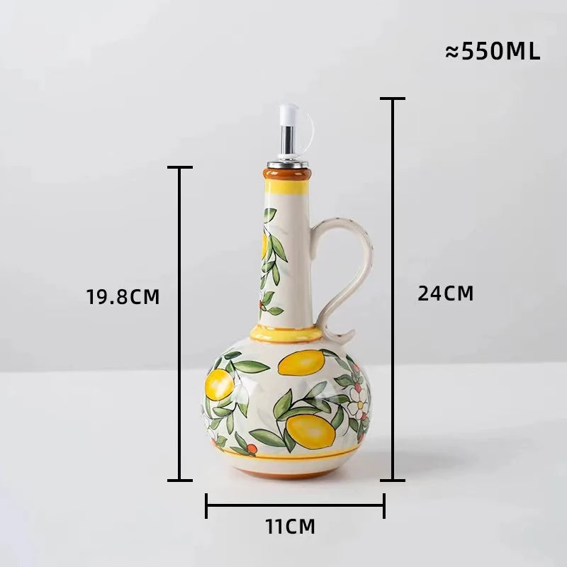 Decorative Ceramic Oil and Vinegar Dispenser