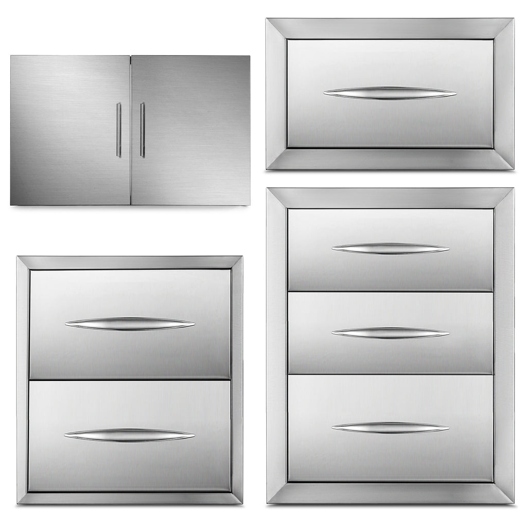 SucceBuy Stainless-Steel Outdoor BBQ Kitchen Drawers