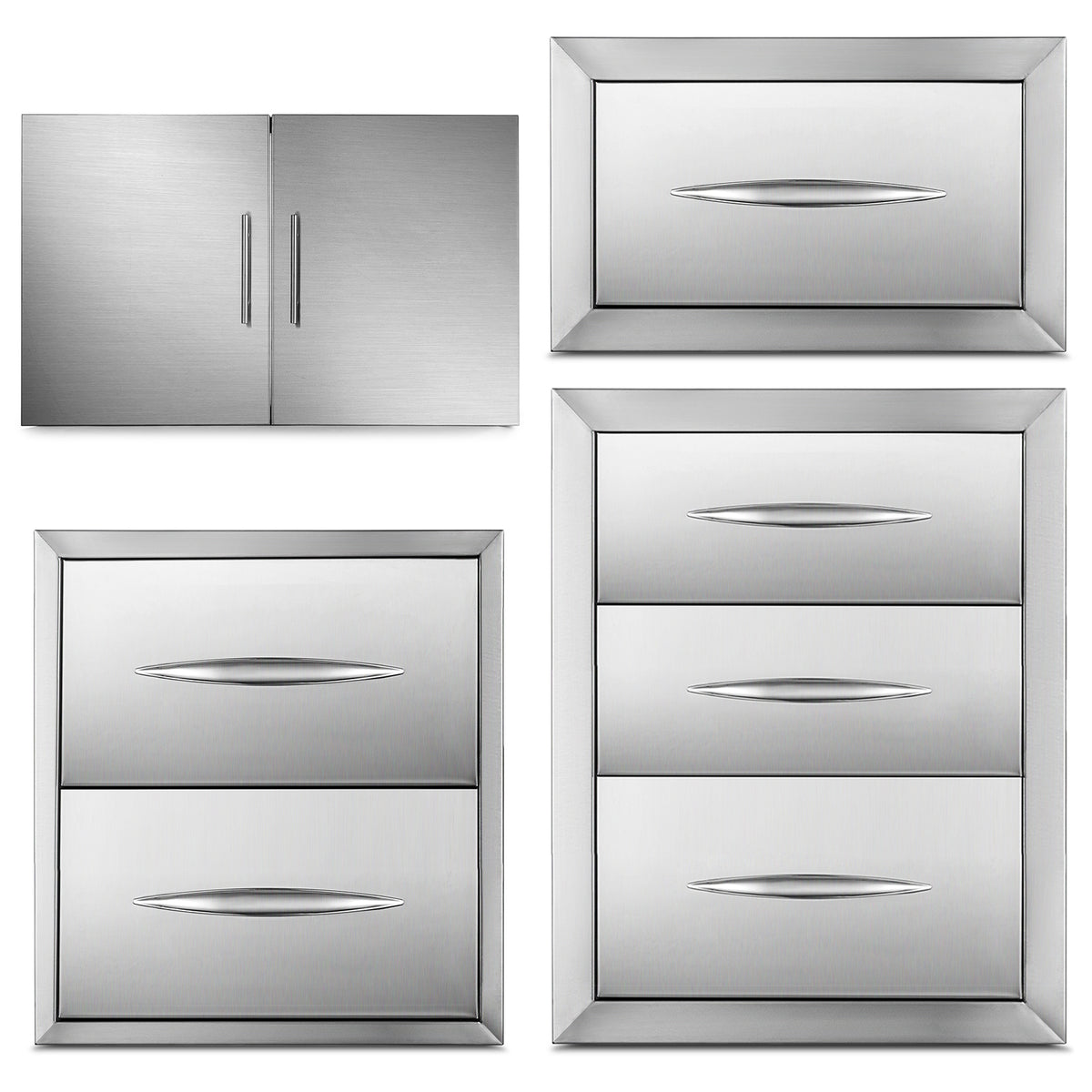 SucceBuy Stainless-Steel Outdoor BBQ Kitchen Drawers