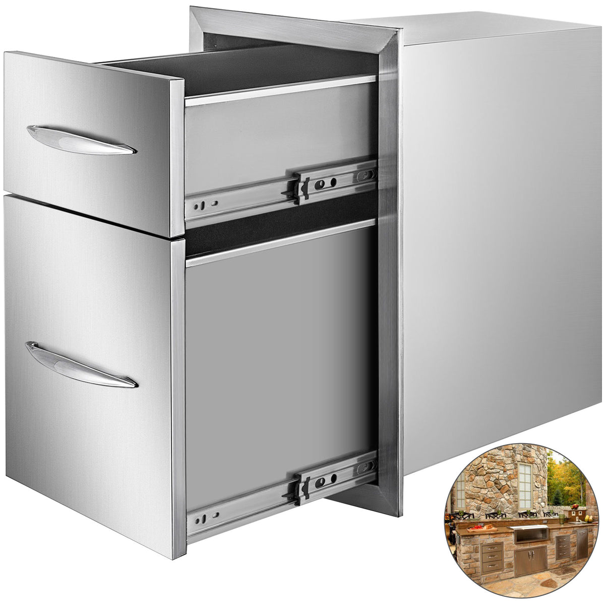 SucceBuy Stainless-Steel Outdoor BBQ Kitchen Drawers