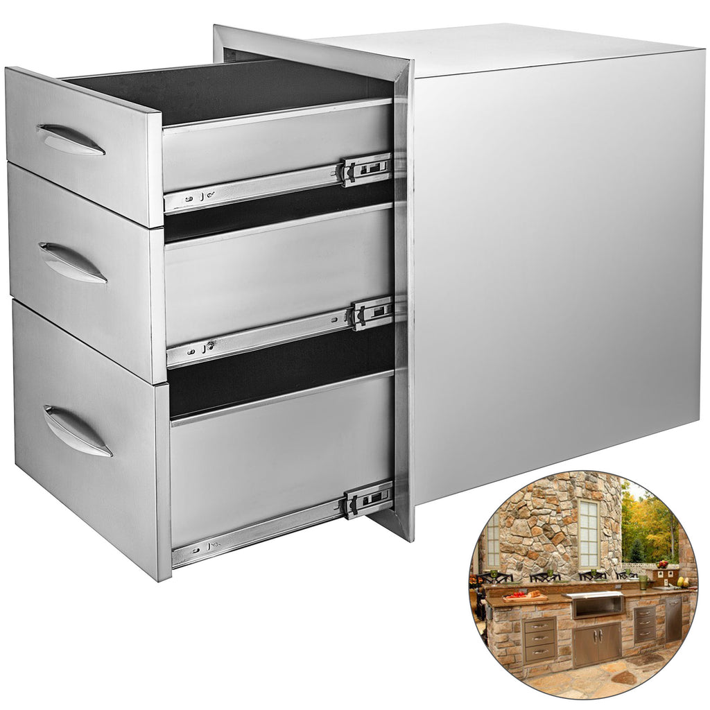 SucceBuy Stainless-Steel Outdoor BBQ Kitchen Drawers