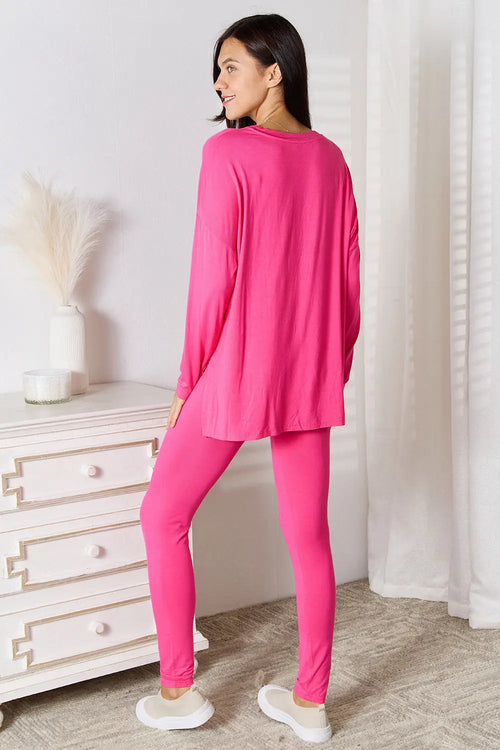 Basic Bae V-Neck Lounge Set – Soft Long Sleeve - Whispering Desires Shoppe