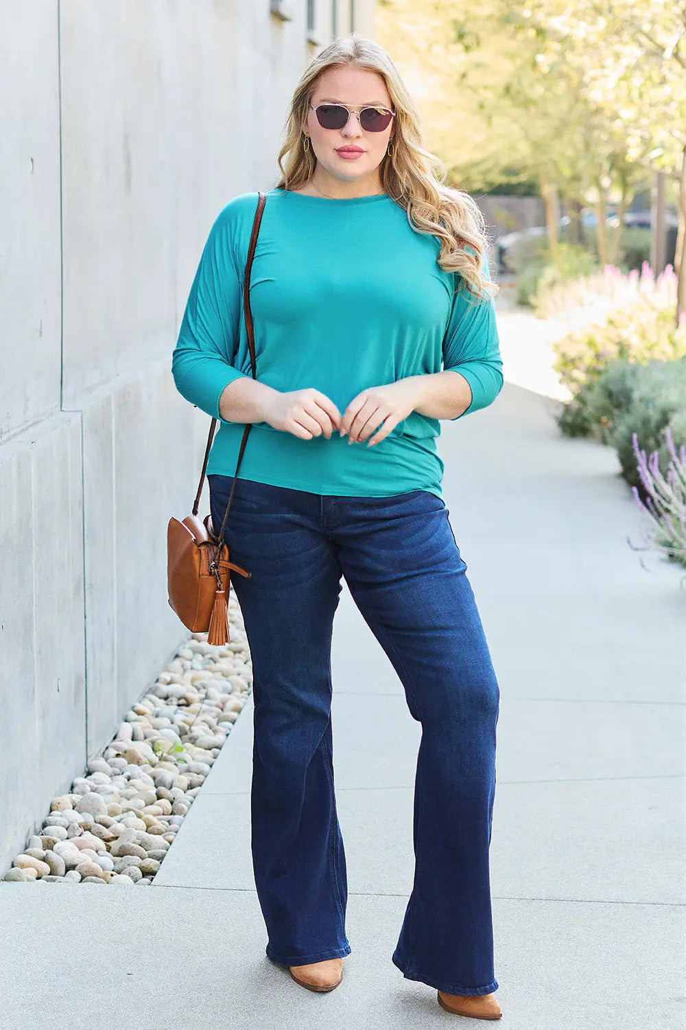 Basic Bae Batwing Sleeve Round Neck Top - Whispering Desires Shoppe