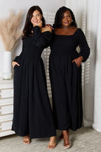 Double Take Square-Neck Jumpsuit with Pockets - Whispering Desires Shoppe