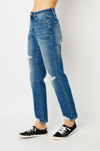 Judy Blue Queen of Hearts Coin-Pocket Boyfriend Jeans - Whispering Desires Shoppe