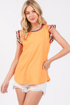 Ces Femme Contrast Striped Sleeveless Round Neck Top - Whispering Desires Shoppe