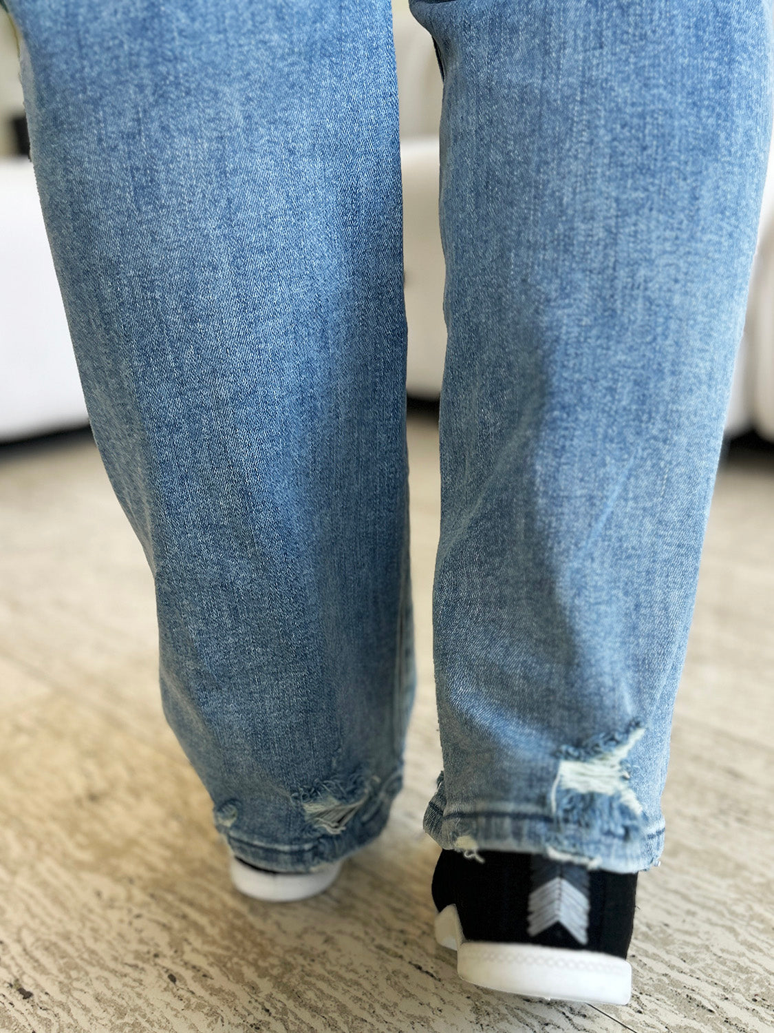 Judy Blue Mid-Rise Distressed Straight Jeans - Whispering Desires Shoppe