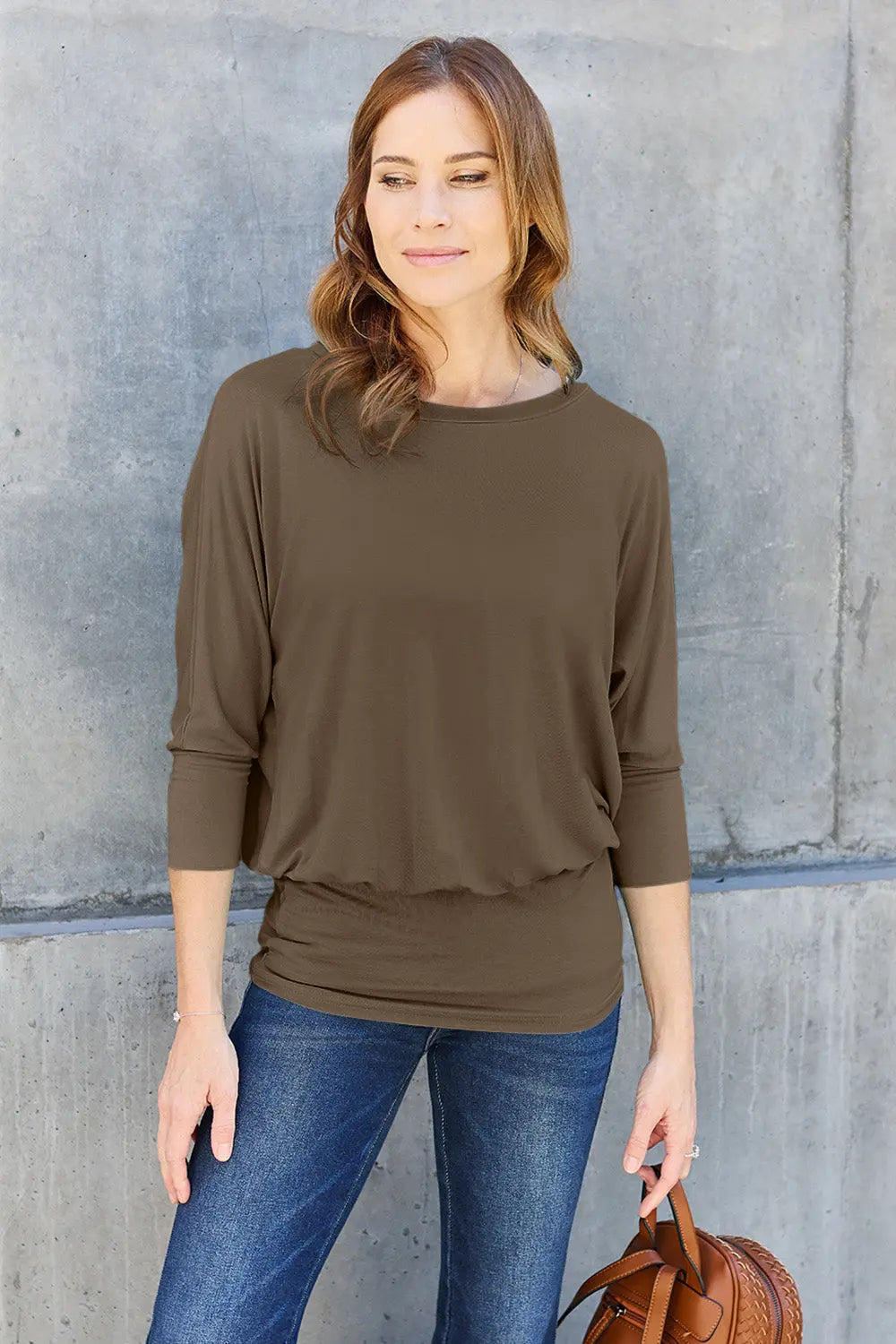 Basic Bae Batwing Sleeve Round Neck Top - Whispering Desires Shoppe