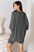 Basic Bae Soft Rayon 3/4 Sleeve Top & Shorts Set - Whispering Desires Shoppe