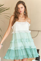 ADORA Swiss Dot Ruffled Tiered Mini Dress - Whispering Desires Shoppe
