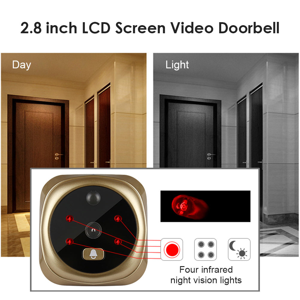2.8 Inch Infrared Night Vision Camera Video Intelligent Electronic Peephole Visual Peephole Doorbell - Whispering Desires Shoppe