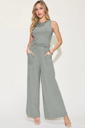 Ribbed Tank & Wide-Leg Pants Two-Piece Set - Whispering Desires Shoppe