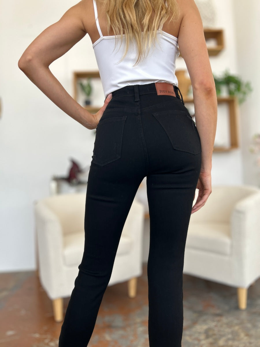 Judy Blue Full Size Distressed Tummy Control High Waist Skinny Jeans - Whispering Desires Shoppe