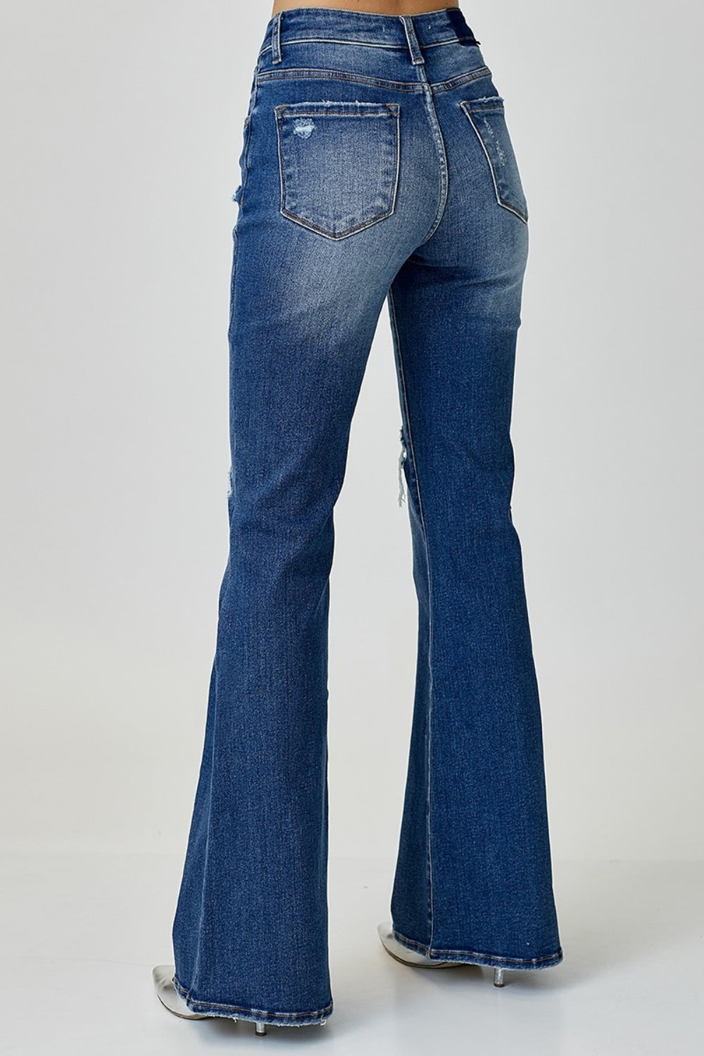 RISEN Distressed Button-Fly Flare Jeans - Whispering Desires Shoppe