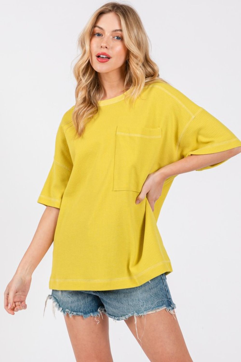 Cesfemme Textured Drop Shoulder T-Shirt - Whispering Desires Shoppe