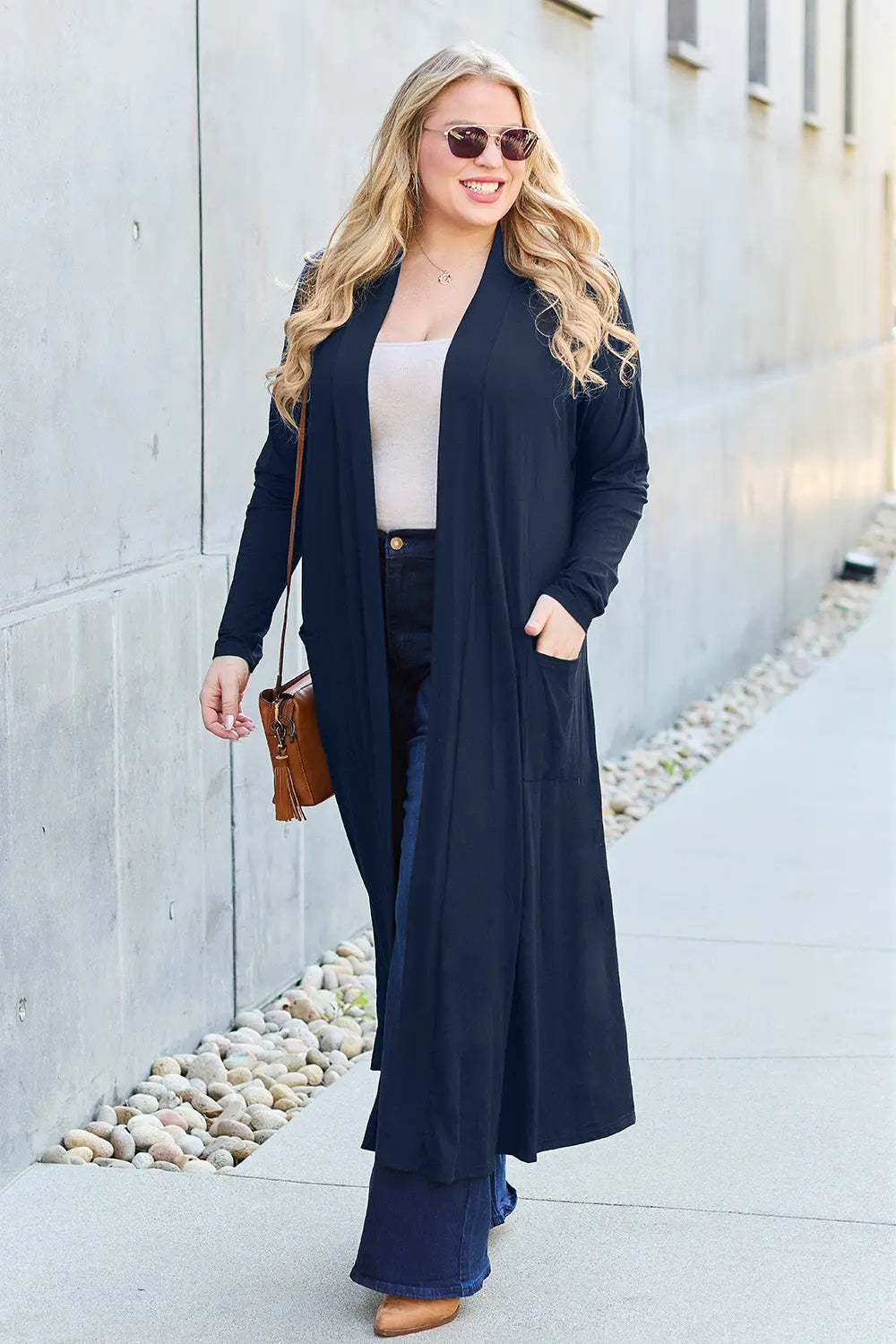 Basic Bae Open-Front Long Sleeve Cover Up - Whispering Desires Shoppe
