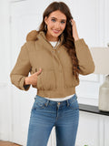 Pocketed Long Sleeve Cropped Hooded Winter Coat - Whispering Desires Shoppe
