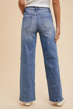 Annie Wear Decorative Seams Wide Leg Jeans - Whispering Desires Shoppe