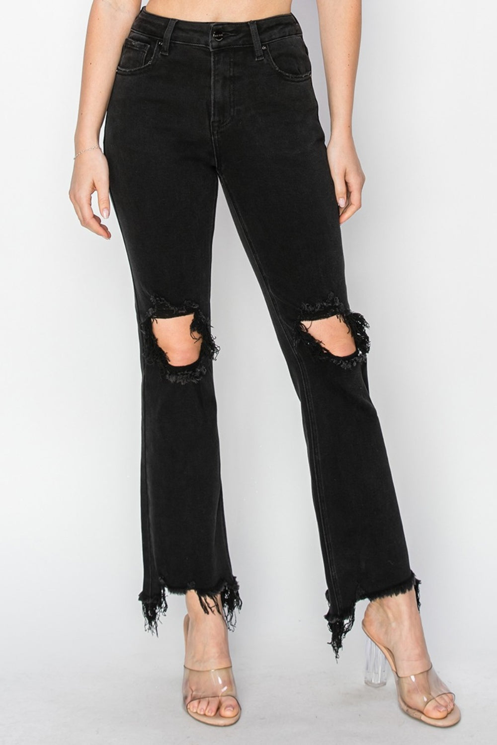 RISEN Distressed Raw-Hem Jeans — Pocketed Stretch - Whispering Desires Shoppe