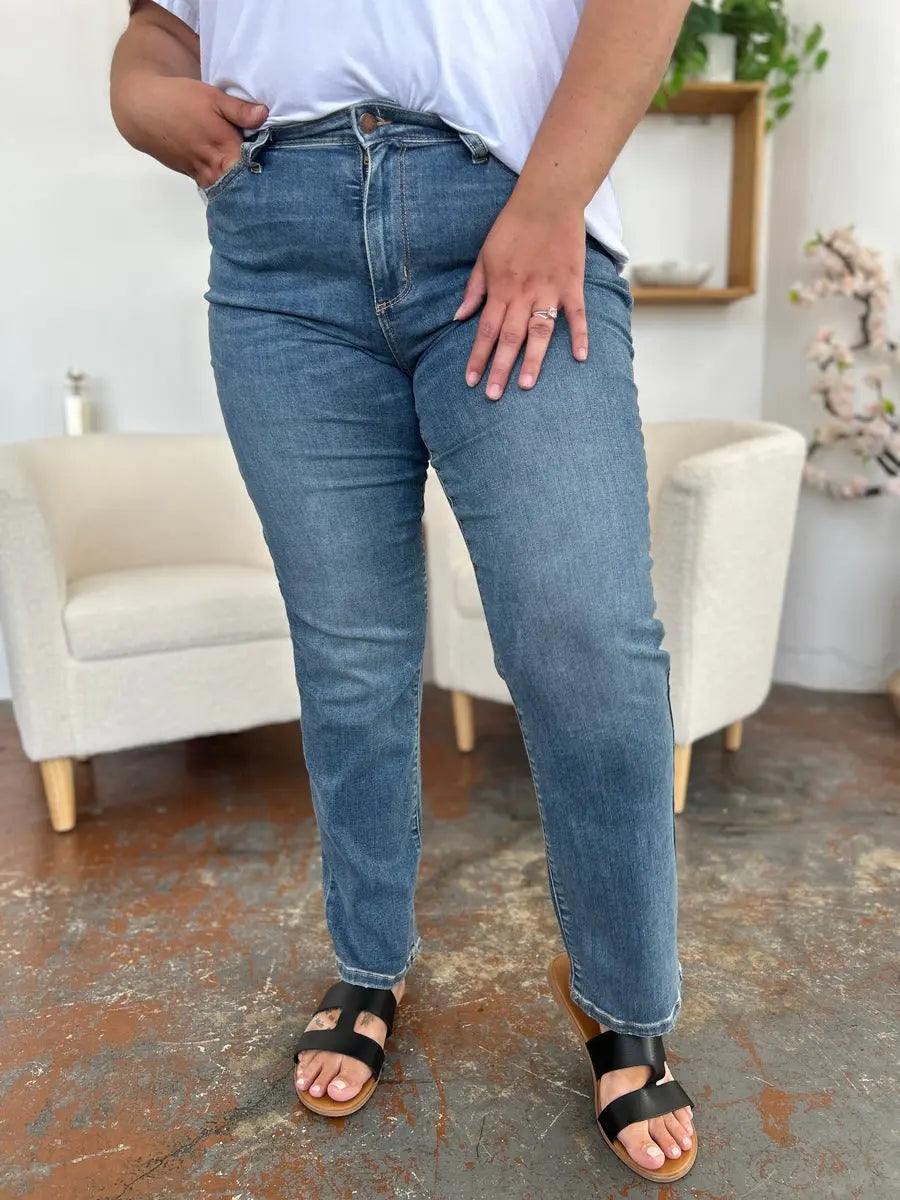 Judy Blue High Waist Straight Jeans — Full Size - Whispering Desires Shoppe