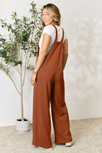 Double Take Wide-Strap Ribbed Overall with Pockets - Whispering Desires Shoppe
