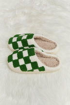 Melody Checkered Print Plush Slide Slippers - Whispering Desires Shoppe