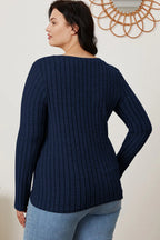 Basic Bae Ribbed V-Neck Long Sleeve Tee - Whispering Desires Shoppe