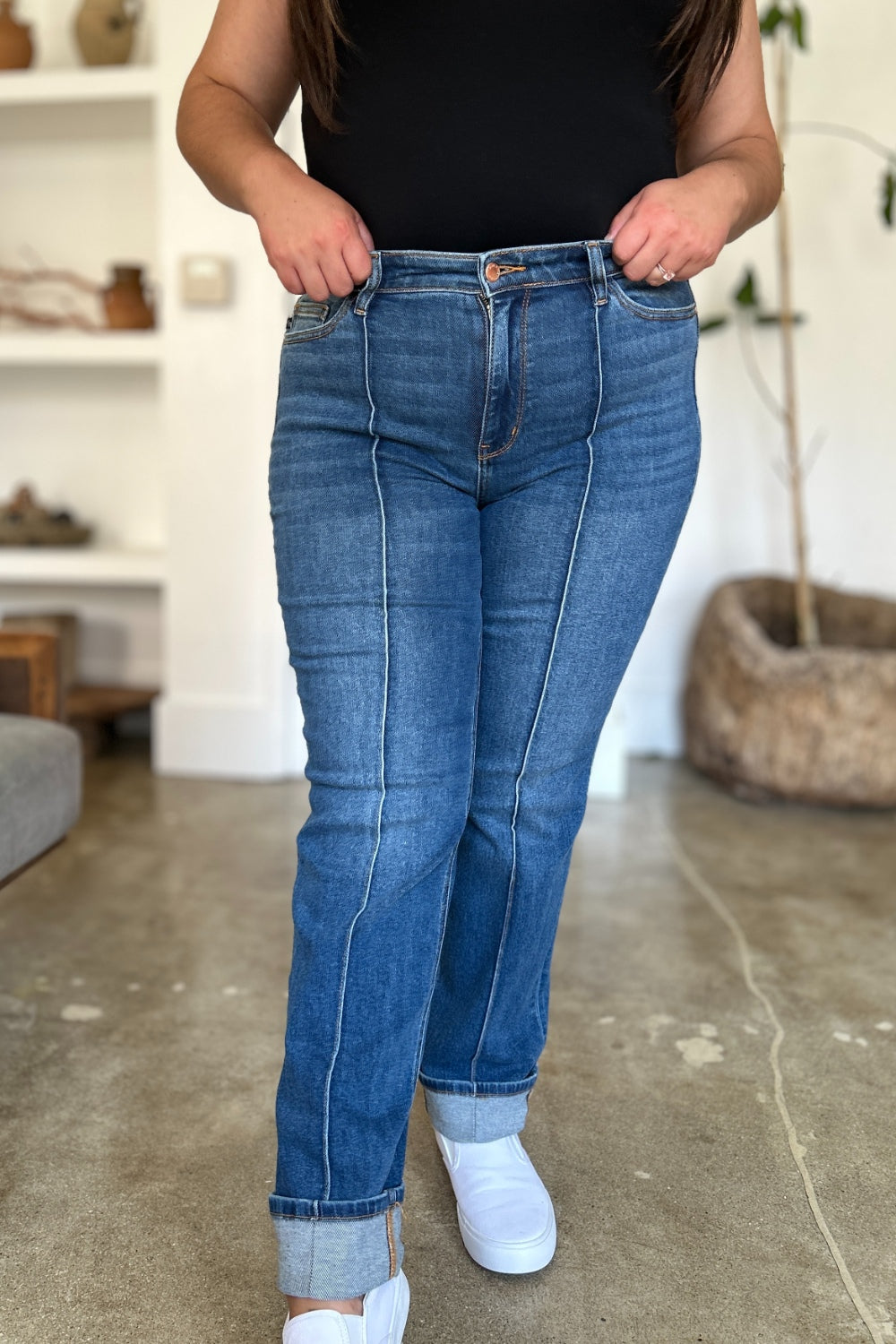Judy Blue High Waist Front Seam Straight Jeans - Whispering Desires Shoppe