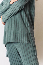 Trendsi Basic Bae Ribbed High-Low Top and Pants 2-Piece Loungewear Set - Whispering Desires Shoppe