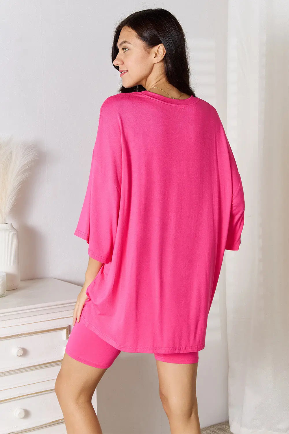 Basic Bae Soft Rayon 3/4 Sleeve Top & Shorts Set - Whispering Desires Shoppe