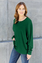 Double Take Full-Size Long Sleeve Round Neck Tee - Whispering Desires Shoppe