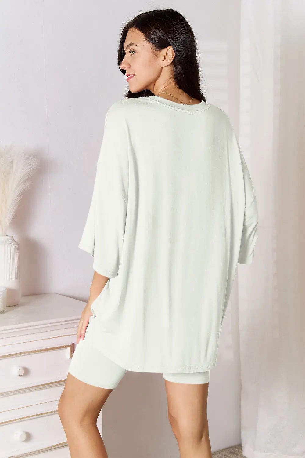 Basic Bae Soft Rayon 3/4 Sleeve Top & Shorts Set - Whispering Desires Shoppe