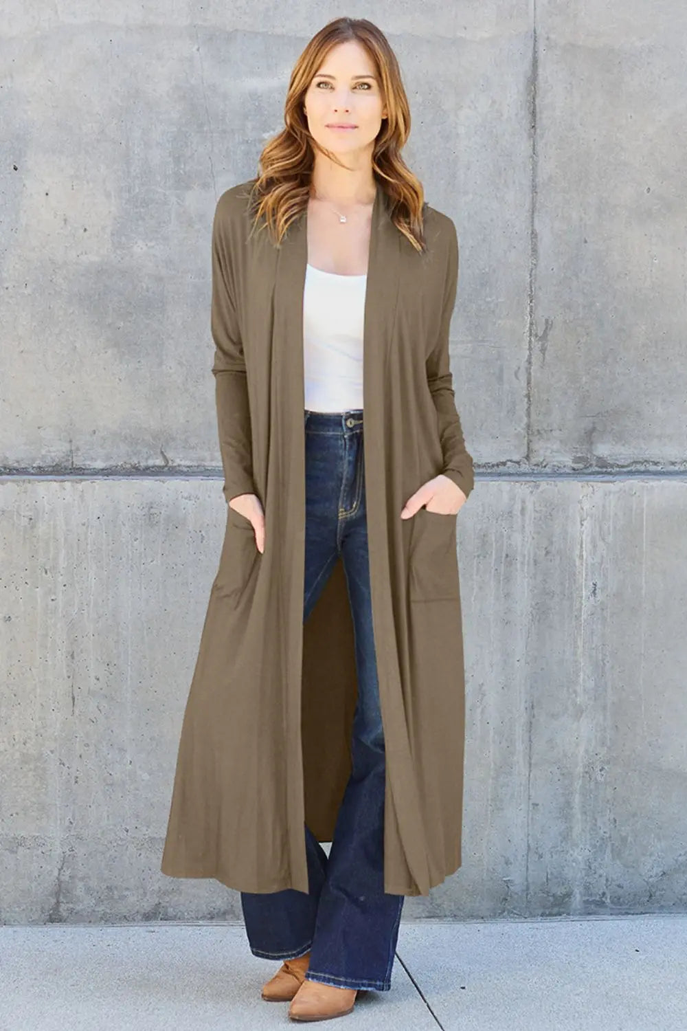 Basic Bae Open-Front Long Sleeve Cover Up - Whispering Desires Shoppe